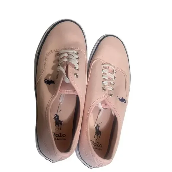 Ralph Lauren Pink Men’s Keaton Canvas Leather Trim Sneakers NWB